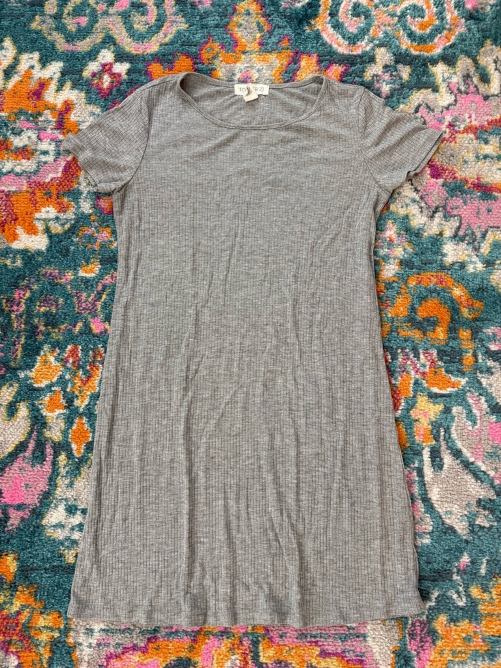 Forever 21 Gray Ribbed Tee Dress